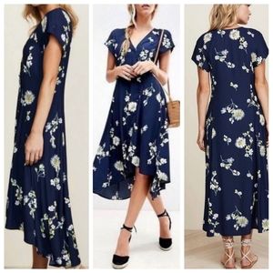 free people rita tiered midi dress Free People Rita Tiered Midi Dress Vneck Back Short Sleeve XS Blue